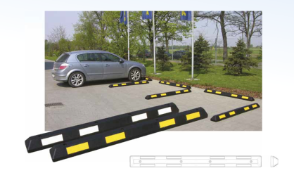 Separator parkingowy 180 czarny z białymi odblaskami
