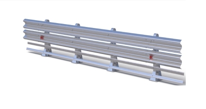 Stalowa bariera ochronna mostowa H2W2B ze słupkiem kotwionym w rozstawie co 1,33 m. 