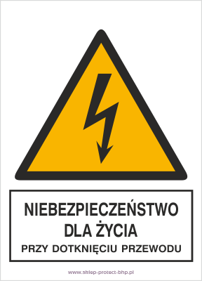 Znak elektryczny HA007 - niebezpieczeństwo dla życia przy dotknięciu przewodów
