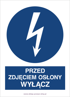 Znak elektryczny HE014 - Przed zdjęciem ochrony wyłącz