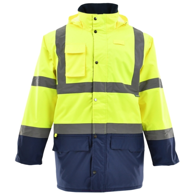 Żółta długa ocieplana kurtka 5w1 DROGOWIEC WINTER - przód