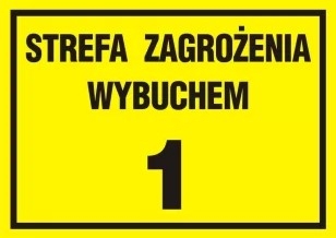 Strefa zagrożenia wybuchem 1 - Znak ostrzegawczy. Znak informacyjny - NB021