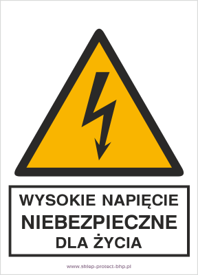 Znak elektryczny HA004 - wysokie napięcie niebezpieczne dla życia