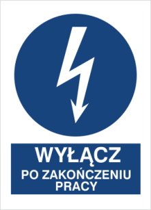 Wyłącz po zakończeniu pracy - Znak elektryczny HE017