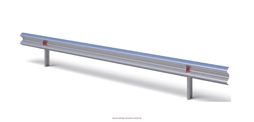 Stalowa bariera ochronna N2W3A ze słupkiem wbijanym w rozstawie co 4,00 m. 