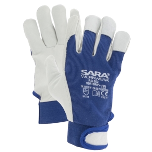 Rękawice ze skóry licowej RSL003 SOFTGRIP+ Niebieski Biały