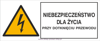 Znak elektryczny HB007 - Niebezpieczeństwo dla życia przy dotknięciu przewodów