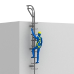Drabina elewacyjna ze zintegrowanym systemem asekuracji pionowej AC520 - zastosowanie