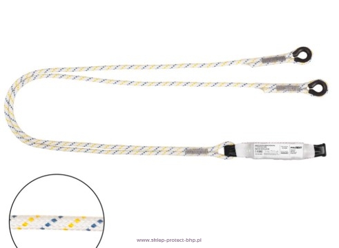 BW100SCF-LB102 - Amortyzator bezpieczeństwa z podwójną linką do pracy na rusztowaniach i zatrzaśnikami AZ011, AZ002 - 1.5 m