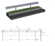 Stalowa bariera ochronna H2W5A podwójna ze słupkiem wbijanym w rozstawie co 2,66m - rysunek poglądowy