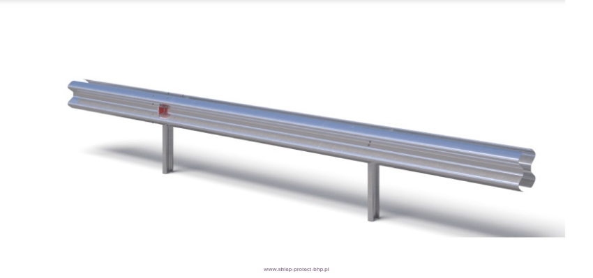Stalowa bariera ochronna H2W5A podwójna ze słupkiem wbijanym w rozstawie co 2,66m