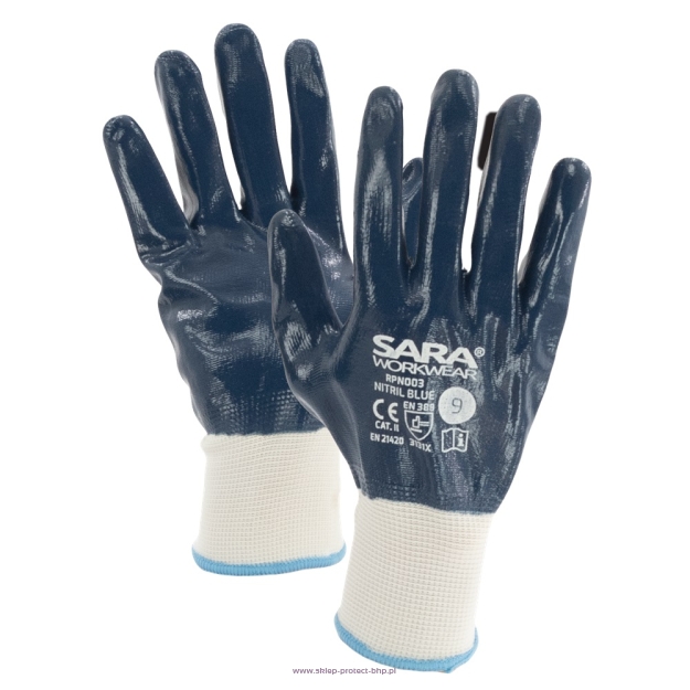 Rękawice powlekane nitrylem RPN003 NITRIL BLUE Niebieski