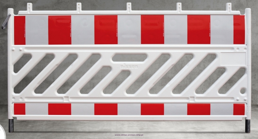 Zapora drogowa PRO-S z tworzywa sztucznego 2100x1110, biało-czerwona folia typu 1
