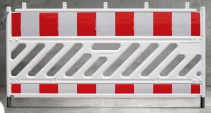 Zapora drogowa PRO-S z tworzywa sztucznego 2100x1110, biało-czerwona folia typu 1