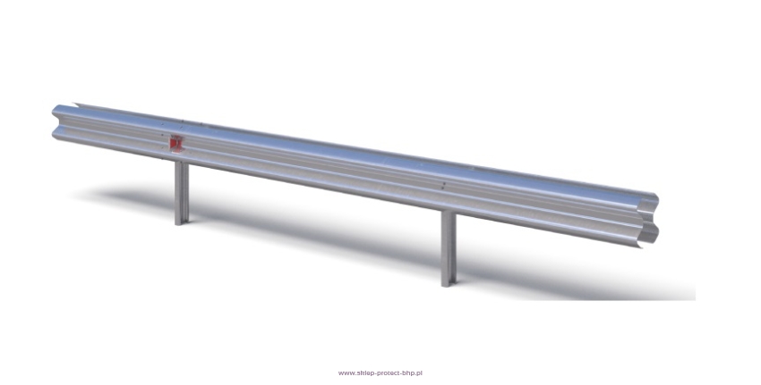 Stalowa bariera ochronna podwójna H2W4A ze słupkiem wbijanym w rozstawie co 2,00 m.