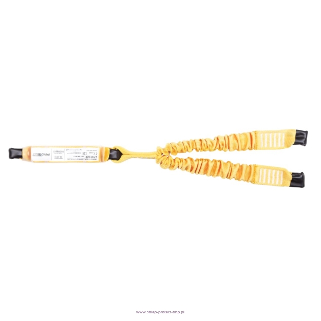 Amortyzator bezpieczeństwa z elastyczną podwójną taśmą i zatrzaśnikami do pracy na rusztowaniach BW100SCF-2LE111