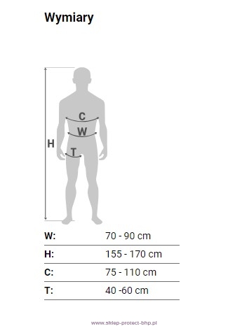 Szelki bezpieczeństwa P-40mX - wymiary S