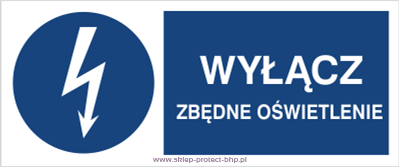 Znak elektryczny HF022 - Wyłącz zbędne oświetlenie