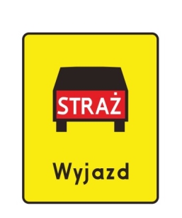 T-16 miejsce wyjazdu pojazdów uprzywilejowanych wskazanych na tabliczce