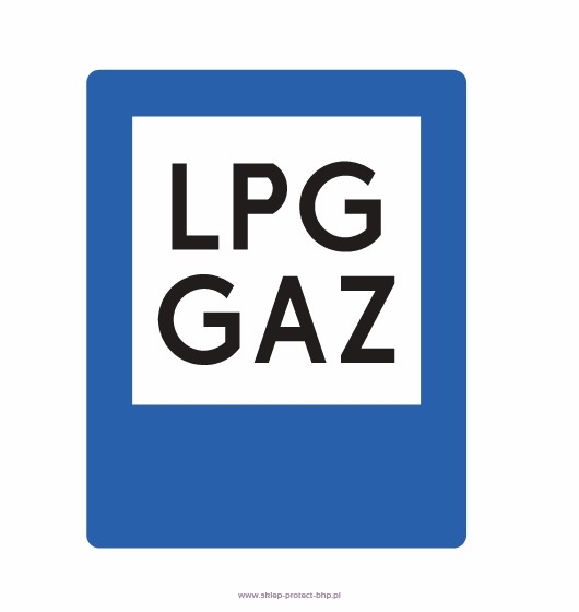 Znak D-23a stacja paliwowa z gazem