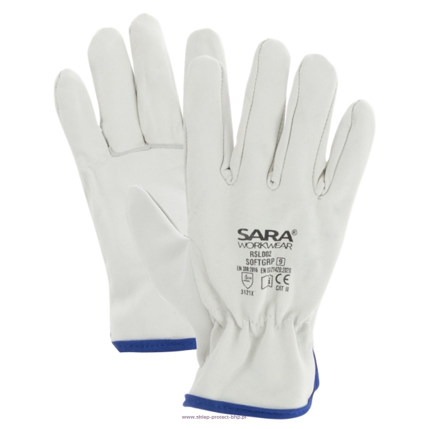 Rękawice ze skóry licowej RSL002 SOFTGRIP Biały