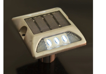 PEO Punktowy element odblaskowy solarny z trzpieniem LED dwustronny biały