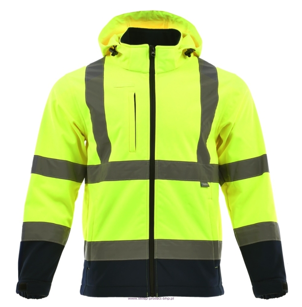 Żółta kurtka softshell DROGOWIEC - przód